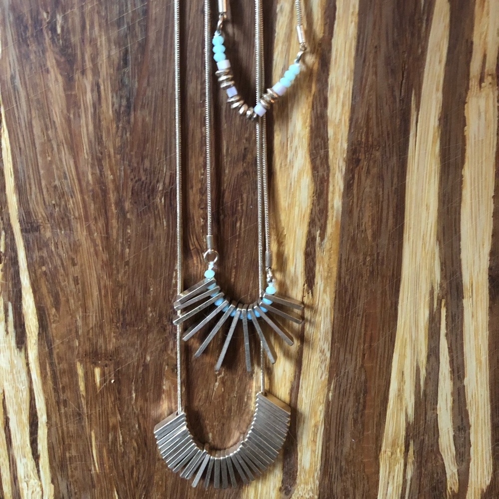 Anthropologie gold tone 3 layer necklace